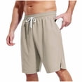 thumbnail image 3 of Men Casual Cargo Pants Joggers Elastic Waist Drawstring Pockets Breathable Lightweight Stretchy Cargo Pants Shorts Fifth Pants Daily Work Gym+ | Zenithor,Khaki XL, 3 of 9