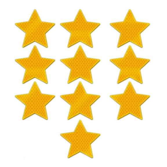 10Pieces Reflective Star Decals Warning Tapes Stickers Self-Adhesive for Truck Car Motorcycle Exterior Safety Decoration