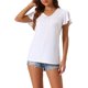 thumbnail image 1 of Camiseta de dormir para mujeres INSPIRE CHIC, camiseta de manga corta, suave, de punto, con cuello en V y volantes, parte superior de pijama blanca M, 1 of 6