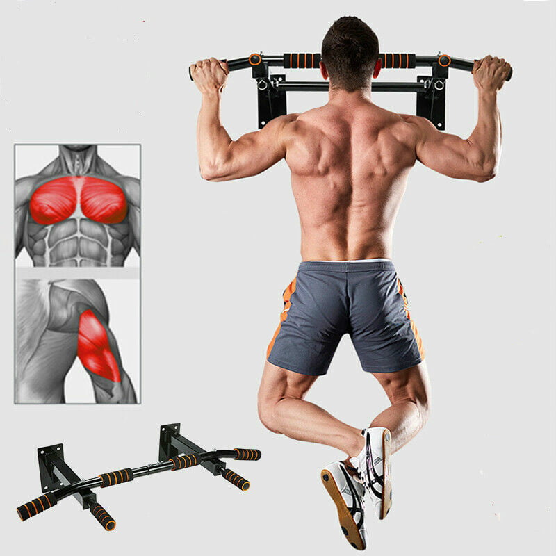Wall Mounted Pull Up Bar ChinUp Mount Foam Grip Handles Strength Training Indoor 