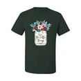 thumbnail image 2 of Wild Bobby, Love The Little Things Artsy Jar with Flowers Pop Culture Men's Graphic T-Shirt, Forest Green, Medium, 2 of 3