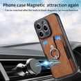 thumbnail image 5 of Jiahe Cover for iPhone 14, Wallet Case with Built-in 360°Rotation Ring Stand,Anti-Drop Shockproof Credit Card Slots Lens Protector Cover,Support Magnetic Car Mount,, brown, 5 of 8