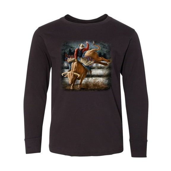 Inktastic Bull Riding Long Sleeve Youth T-Shirt