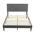 thumbnail image 4 of Queen Size Bed Frame, Modern Upholstered Platform Bed with Headboard, Heavy Duty Button Tufted Bed Frame with Wood Slat Support, Easy Assembly, No Box Spring Needed (DARK GREY, Queen), 4 of 7