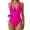 Hot Pink, variant on Women's One Piece Swimsuit Belly Control V Neck Swimwear Cutout Back Drawstring Bathing Suits