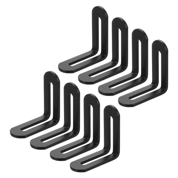 8Pcs Adjustable L-Shape Corner Brace with Slot, 1.89 x 1.89 Inch Stainless Steel Slotted Right Angle Corner Bracket for Wooden Furniture Cabinet, Black