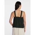 thumbnail image 4 of Time and Tru Women's Linen Blend Square Neck Tank Top, Sizes XS-XXXL, 4 of 6