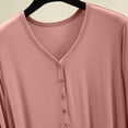 thumbnail image 7 of Soft Long Sleeve Nightgown Womens V Neck Button Front Pleated Maxi Sleep Dress Comfortable Loungewear One Size, 7 of 7