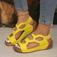 thumbnail image 2 of Sandalias de Cuña de las Mujeres Casuales Moda Verano Color Sólido Fondo Grueso Playa Boca de Pescado Corte Cuña Tacón Bajo Sandalias de las Mujeres con Correa Trasera Correa Elástica, 2 of 9