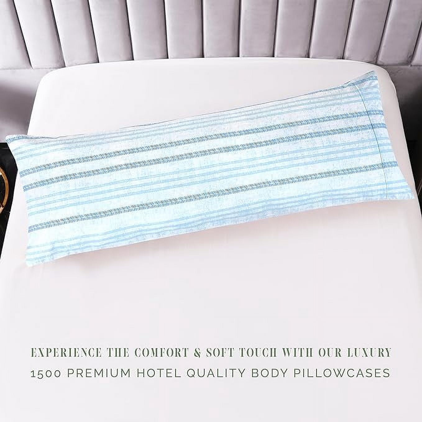 Elegant Comfort Striped Print Body Pillowcase, 1500 Series Hotel Quality Microfiber, Soft and Smooth with Hidden Zipper Closure, Body Pillowcase, Traci Aqua