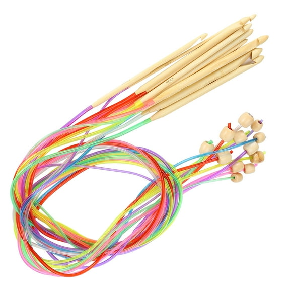 Circular Needle Yarn Tube Bleach Loop Knitting Accessories Crochet Cushions Needles Double End Color Sewing Sweater Set 12Pcs Bamboo Hooks