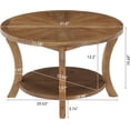 thumbnail image 2 of Tribesigns 31.5" Round Coffee Table with Storage Shelf, Farmhouse Solid Wood Center Table for Living Room, Rustic Brown, 2 of 5