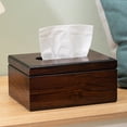 thumbnail image 2 of Wood Rectangular Tissue Box Holder with Magnetic Lid, Decorative Bathroom Countertop Facial Tissues Dispenser, 2 of 7