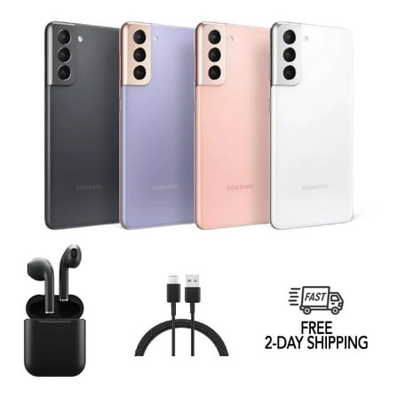 Restored Samsung Galaxy S21 5G G991U (Fully Unlocked) 128GB Phantom Gray w/ Wireless Earbuds (Refurbished)