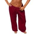 thumbnail image 6 of KDDYLITQ Women's Pants Low Rise Drawstring Sweatpants Wide Leg Elastic Waist Baggy Joggers Fashion 2025 Trousers with Pockets Red S, 6 of 6