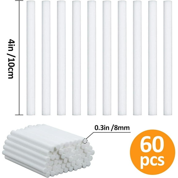60-Count Humidifier Filter Sticks Refill for Small Portable Humidifiers & Diffusers | Replacement Cotton Wicks Compatible with Mini Air Diffusers | Home, Office, Bedroom Use