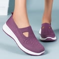 thumbnail image 3 of Pandaie Orthopedic Shoes for Women Wide Width Breathable Walking Slip on Sneakers Comfortable Arch Support Nurse Shoes Purple Size 8, 3 of 9