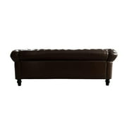 Chesterfield 3-Seater Faux Leather Button Tufted Sofa Couch with Rolled Arms Solid Wood Legs