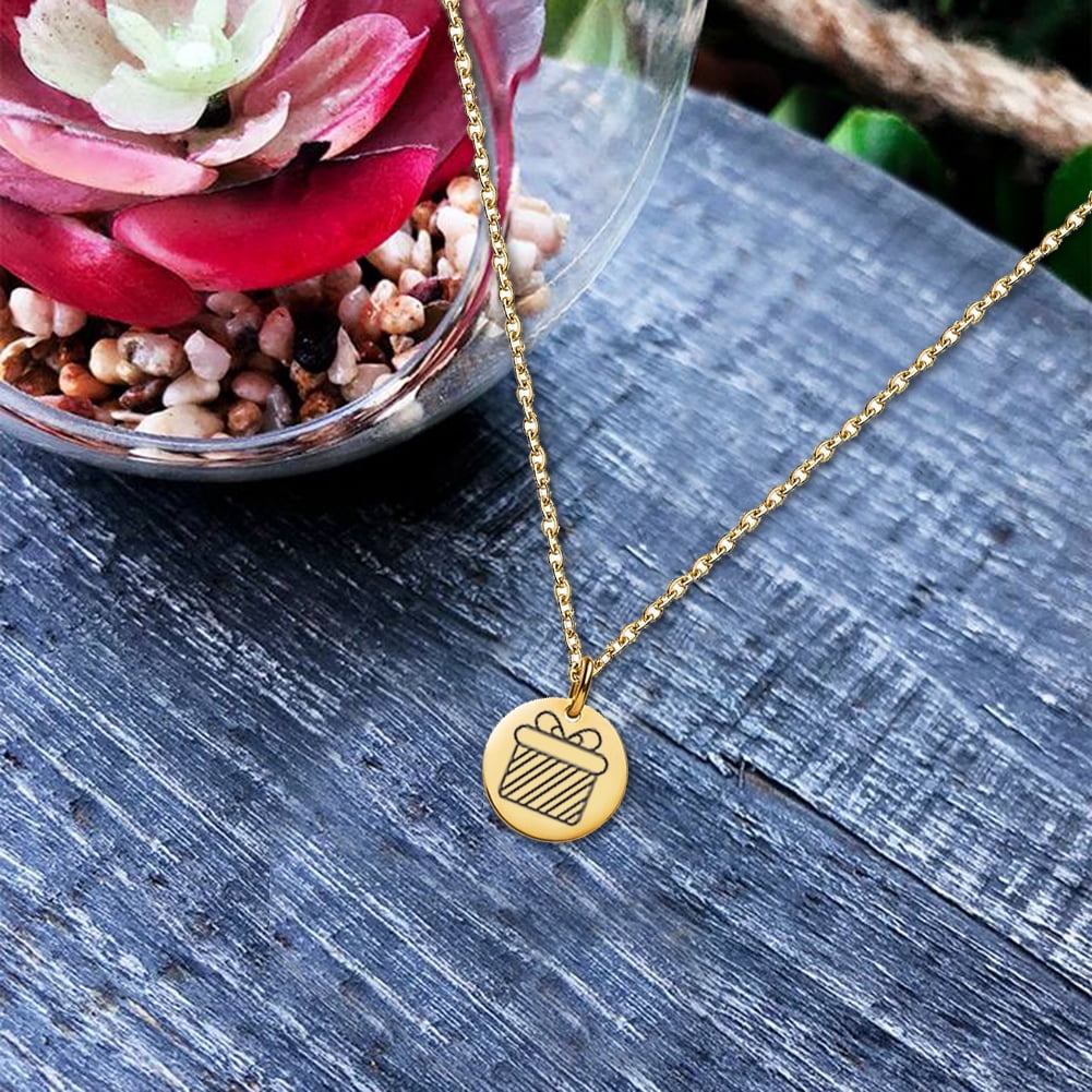 Anavia Round Christmas Present Stainless Steel Gold Disc 10mm Pendant Jewelry with Gift Box