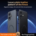 thumbnail image 3 of ELEHOLD Magnetic PU Leather Case Cover For Apple iPhone 16, Shockproof Slim Leather Non-Slip Lightweight PC+TPU Protective Case with Qi Wireless Charging Support,Black, 3 of 7