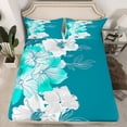 thumbnail image 2 of Manfei Vintage Floral Queen Sheet Sets,Ink Painting Artistic Flat Sheet,Cyan White Queen Fitted Sheet For Adults,Ultra Soft Home Decor,4 Pieces, 2 of 7