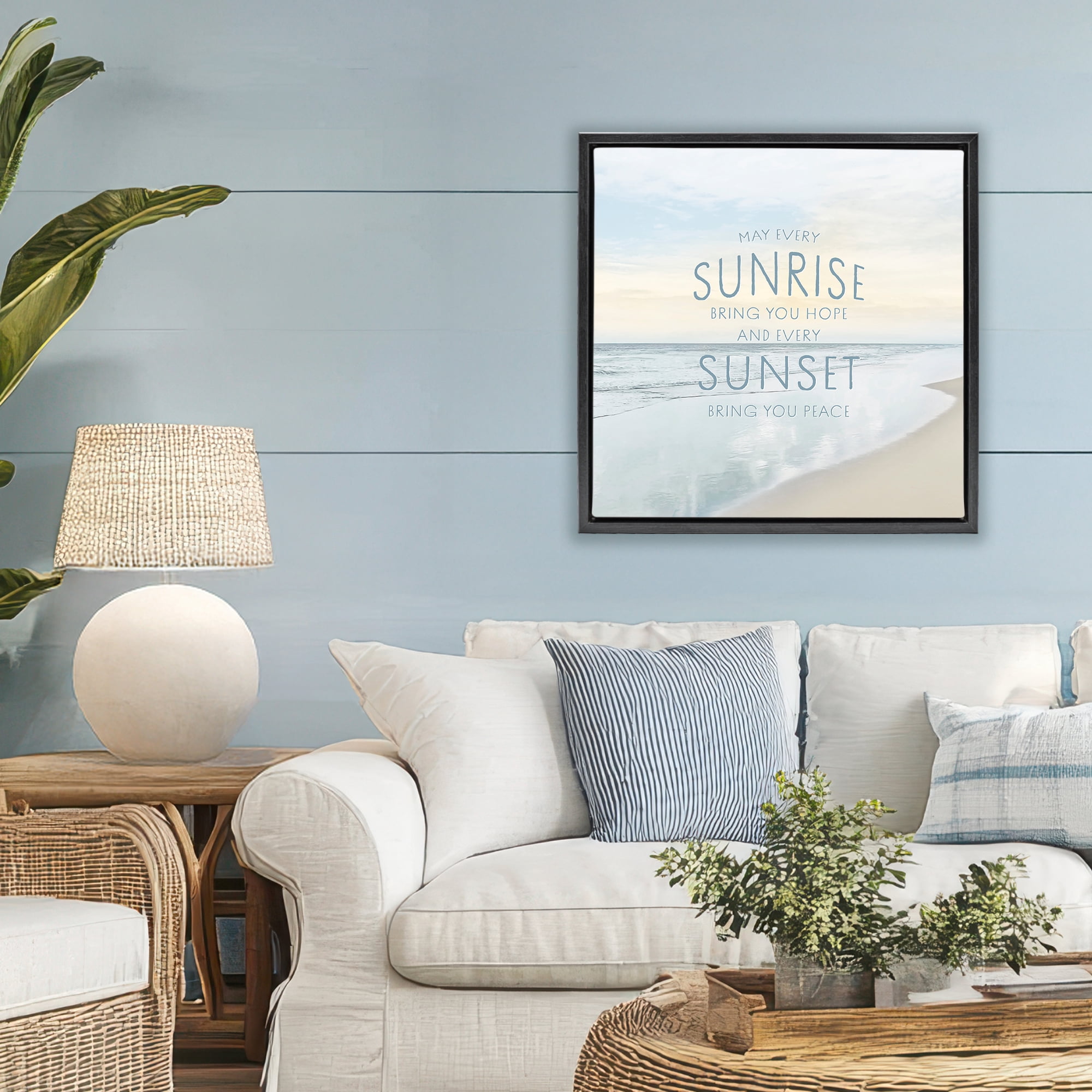 Stupell Industries Sunrise & Sunset Statement Black Framed Floater Canvas Wall Art, design by Natalie Carpentieri