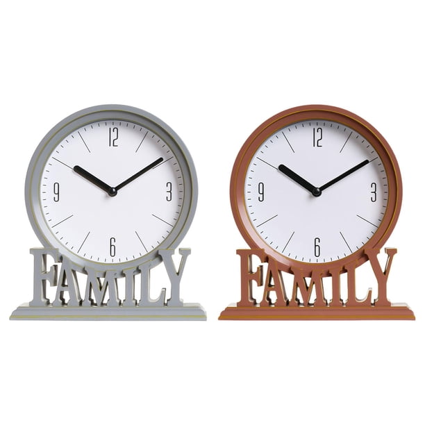2x Relojes de Mesa Silenciosos para Chimenea Estante Decorativo Familiar Estilo Vintage Chimenea Gris marrón