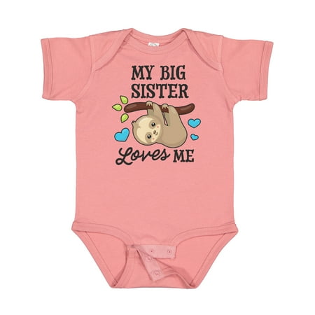 

Inktastic My Big Sister Loves Me with Sloth and Hearts Gift Baby Boy or Baby Girl Bodysuit