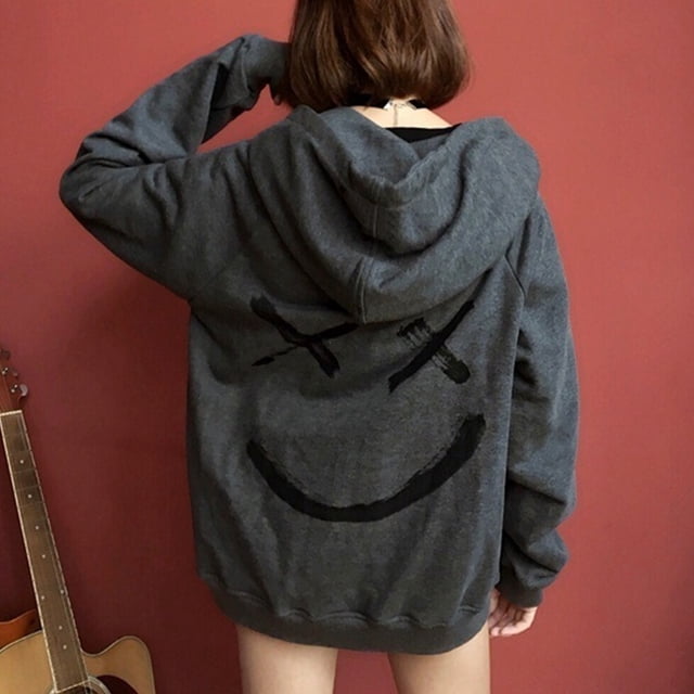 Suéter deportivo de manga larga con capucha y cara sonriente a juego de colores a la moda informal para hombre