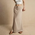 thumbnail image 4 of Linen Maxi Skirts for Women Trendy Summer Comfy Drawstring Waist A Line Skirts Cute Vacation Boho Long Flowy Skirts Beige XXL, 4 of 6