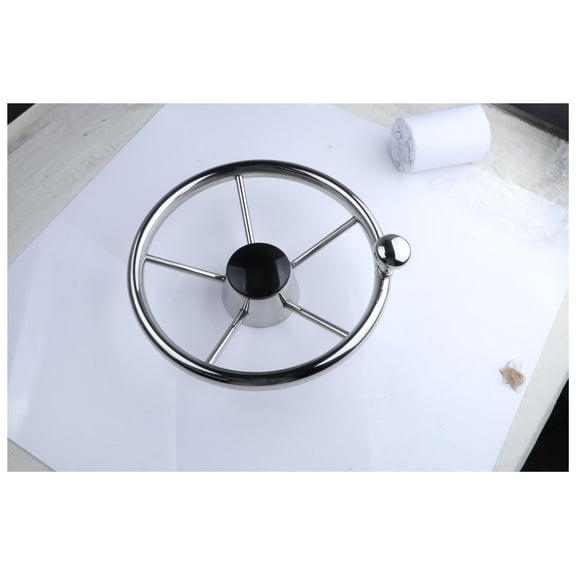 11 Inch Stainless Steel Fishing Boat Black Steering Wheel Yacht Speedboat Hardware Accessories Steering Gear Accessories Yacht Luxury
--------
,Well-Made