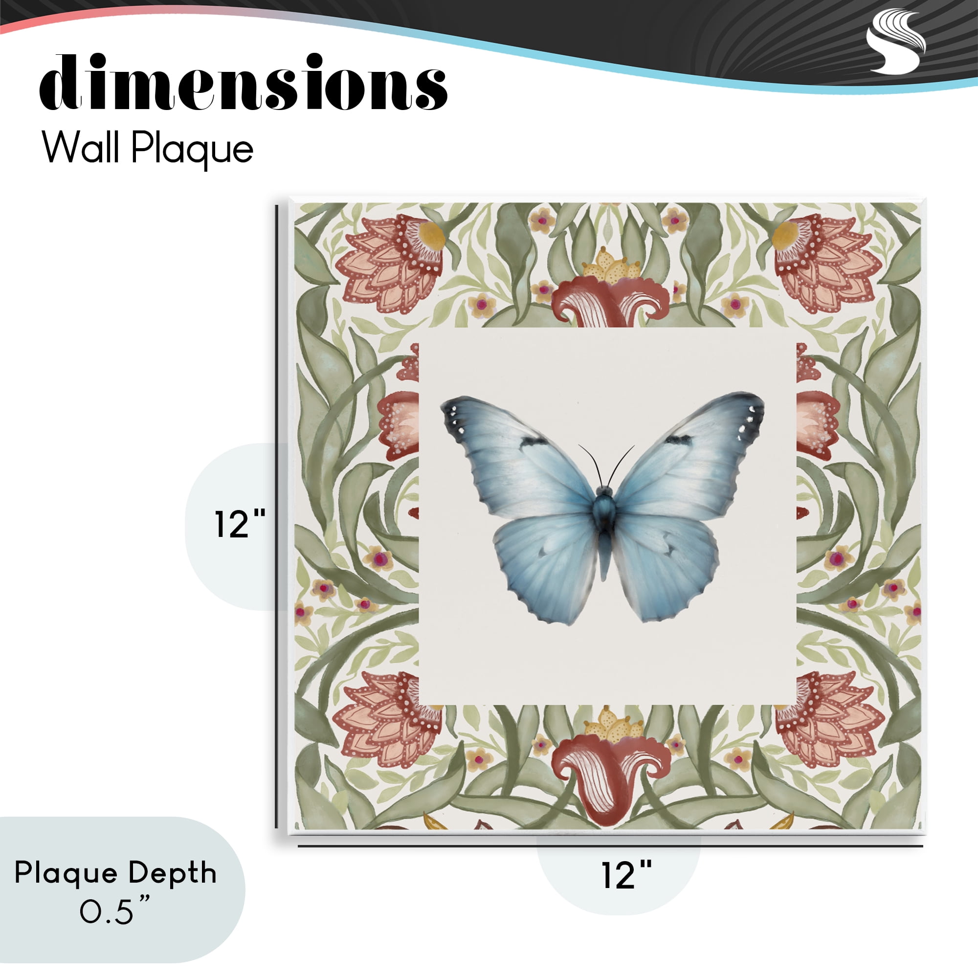 Stupell Industries Baroque Butterfly Vintage Flowers Wall Plaque Art, design by Elizabeth Medley