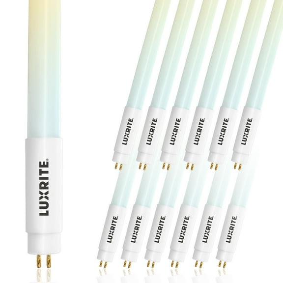 Luxrite 12-Pack 4FT T5 LED Tube Lights, 24W=54W, 4CCT 3500K-6500K, 45.79", Ballast Bypass, 3200LM