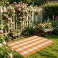 thumbnail image 5 of Christmas Large Plaid Rug Doormat, 19.6x31.5 Inches Hand-woven Orange White Plaid Rug Cotton Blend Washable Welcome Mat for Front Door Porch Home Farmhouse Indoor Outdoor Use, 5 of 6