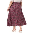 thumbnail image 3 of Agnes Orinda Plus Size Skirts for Women Floral Stretchy Waist Layered Flowy Summer Maxi Skirt 2X Black, 3 of 6
