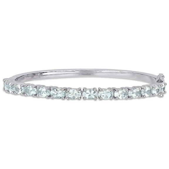 AMOUR 6 1/3 CT TGW Aquamarine Bangle In Sterling Silver