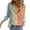 Orange, variant on Womens Button Down Shirts V Neck Casual Long Sleeve Roll Up Loose Plain Blouses Tops Light blue M