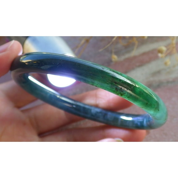 Icy Green Natural A JADE Jadeite Circle Bangle Bracelet 58 mm 685970 TN