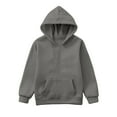 thumbnail image 7 of Zylarhe Boys Girls Sweatshirts Boys Fashion Winter Comfort Hooded Top Long Sleeve Solid Color Sweatshirt Outerwear Garment for Fall Season 11-12 Years Grey, 7 of 7