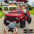 thumbnail image 4 of Ford Bronco Raptor 24V Ride on Toys, 2 Seater Ride on Cars with Remote Control, Bluetooth Music, Spring Suspension, Battery Powered Electric Car for Kids Ages 3-8, Red, 4 of 7
