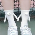 thumbnail image 3 of Holding Hands Socks, Couple Magnetic Hand Socks, Unisex Mid Tube Funny Hand In Hand Socks, 3D Doll Cute Gifts Socks for Women Men (Black&White,4Pairs), 3 of 7