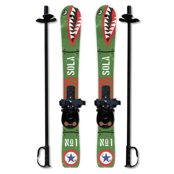 SOLA Kid's Snow Skis & Poles Winter Sports Beginner W/ Bindings Age 2 - 4 (Bomber)