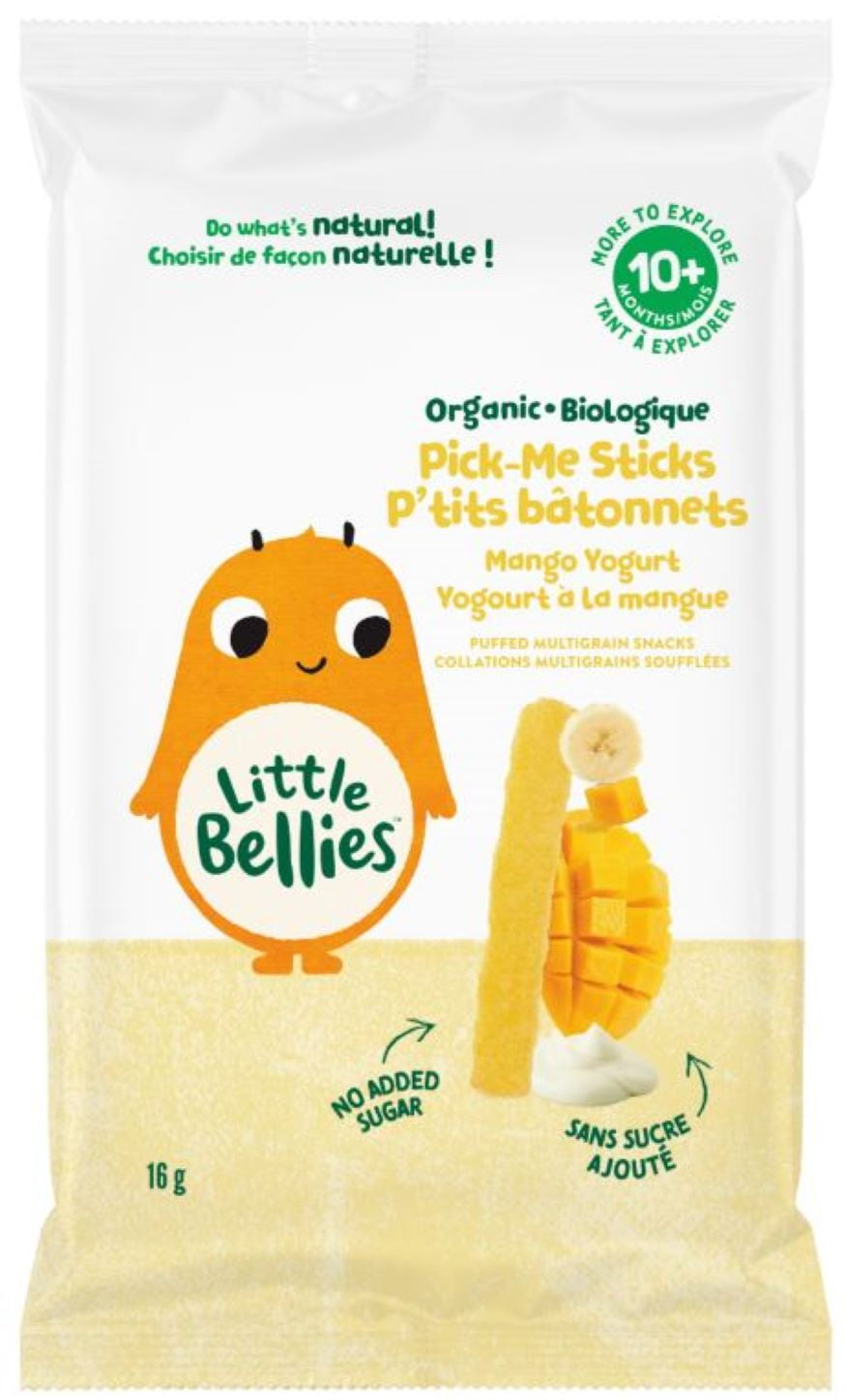 Little Bellies Biologique P'tits Batonnets Yogourt a La mangue Collations Multigrains Souffles 10+ Mois, 16gr Little Bellies Biologique P'tits Batonnets Yogourt a La Mangue Collations Multrigrain Soufflees 16gr
