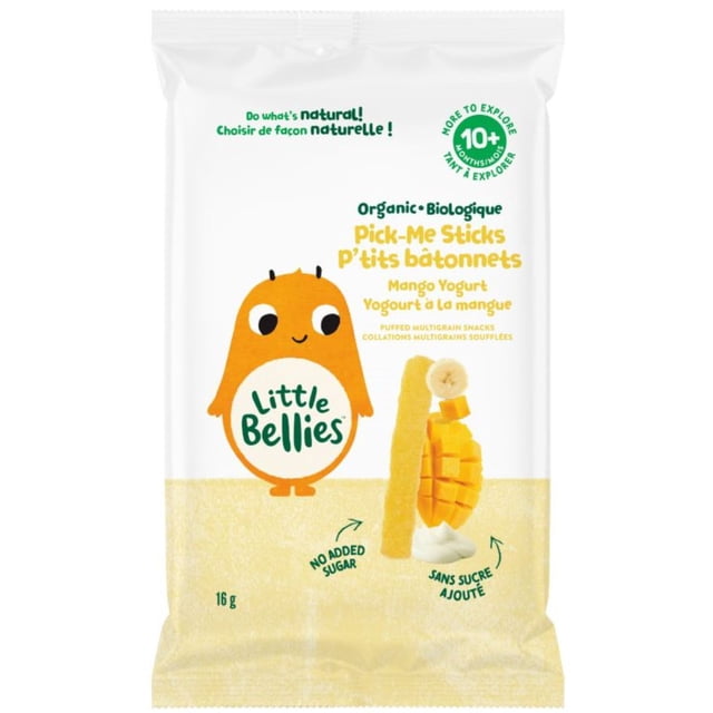 Little Bellies Organic Pick-Me Sticks Mango Yogurt Puffed Multigrain Snacks 10+ Months, 16gr