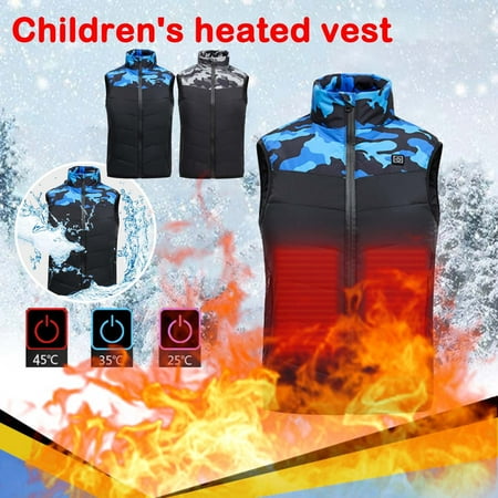 APEXFWDT Boys Girls Heating Vest Kids Winter Warm USB Smart Electric Heated Vest Outwear Lightweight Puffer Sleeveless Jacket (Battery Not Included)