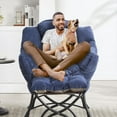 thumbnail image 6 of Homefun Lazy Chair with Foldable Ottoman,Upholstered Lounge Accent Chair for Reading,Armchair with Side Pocket, 6 of 10