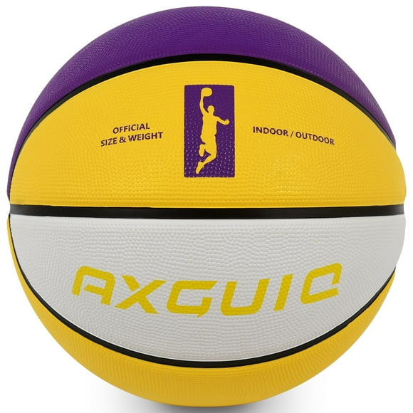 Baloncesto AXGUIQ, tamaño 5, 27.5 pulgadas, amarillo-morado, para exteriores