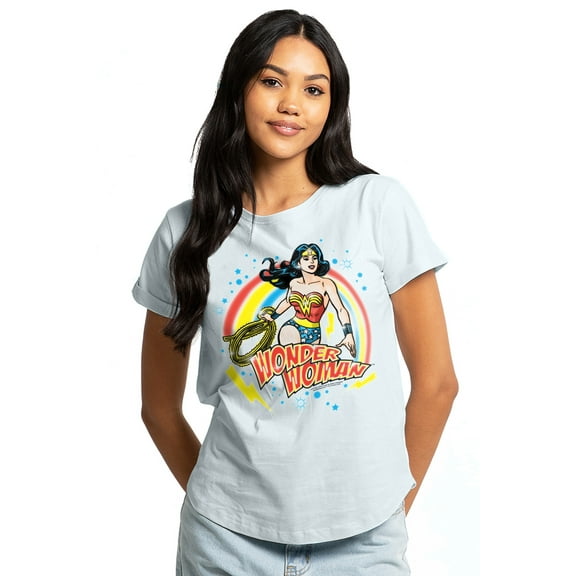 Wonder Woman Wonder Airbrush Women's Graphic T-Shirt Rolled Sleeve Tee