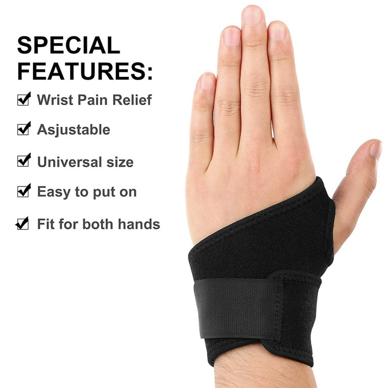 Carpal Tunnel Wrist Brace for Tendinitis and Arthritis,One Hand Adjustable  Compression Wrist Support Wrap with Pain Relief - Comfortable Lined Fits  Both Hands 