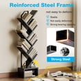 thumbnail image 6 of Casacomoda 6-Tier Tree Bookshelf for Corner & Small Space — Narrow Steel & Wood Bookcase, Tall Floor Standing Book Organizer Shelf with Storage Cabinet, Home Decor for Living Room, Bedroom, Black, 6 of 8